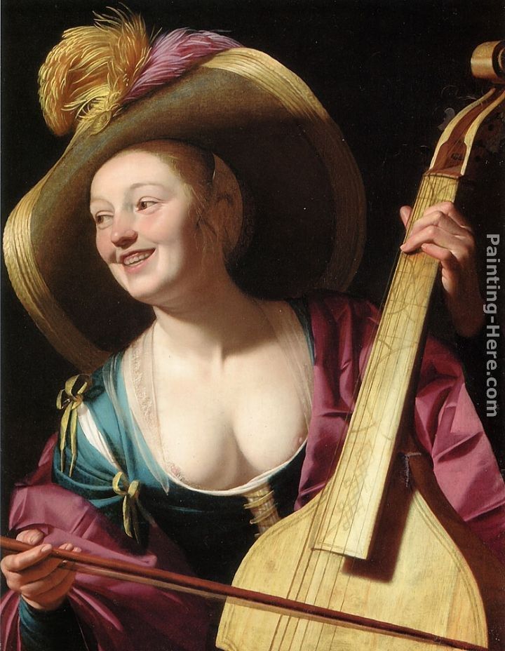 Gerrit van Honthorst A young woman playing a viola da gamba